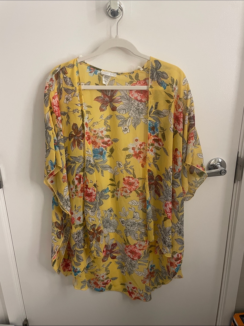 emory park Yellow Floral Kimono Tunic